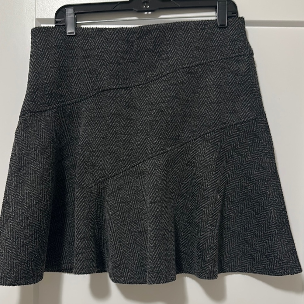 LOFT Gray Asymmetrical Mini Skirt Work